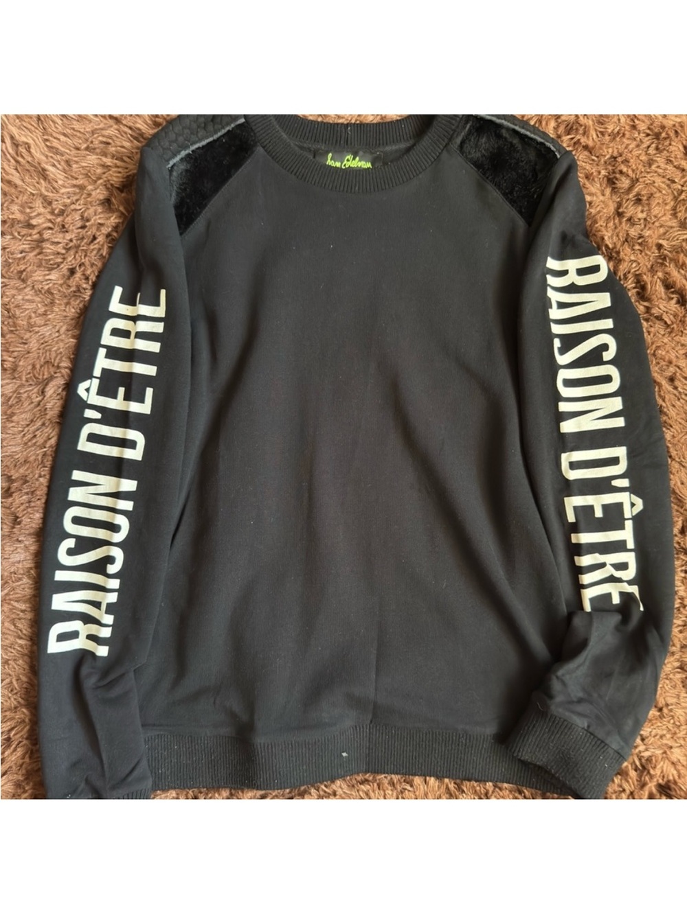 Sam Edelman Black Crewneck Sweatshirt with White Sleeve Text